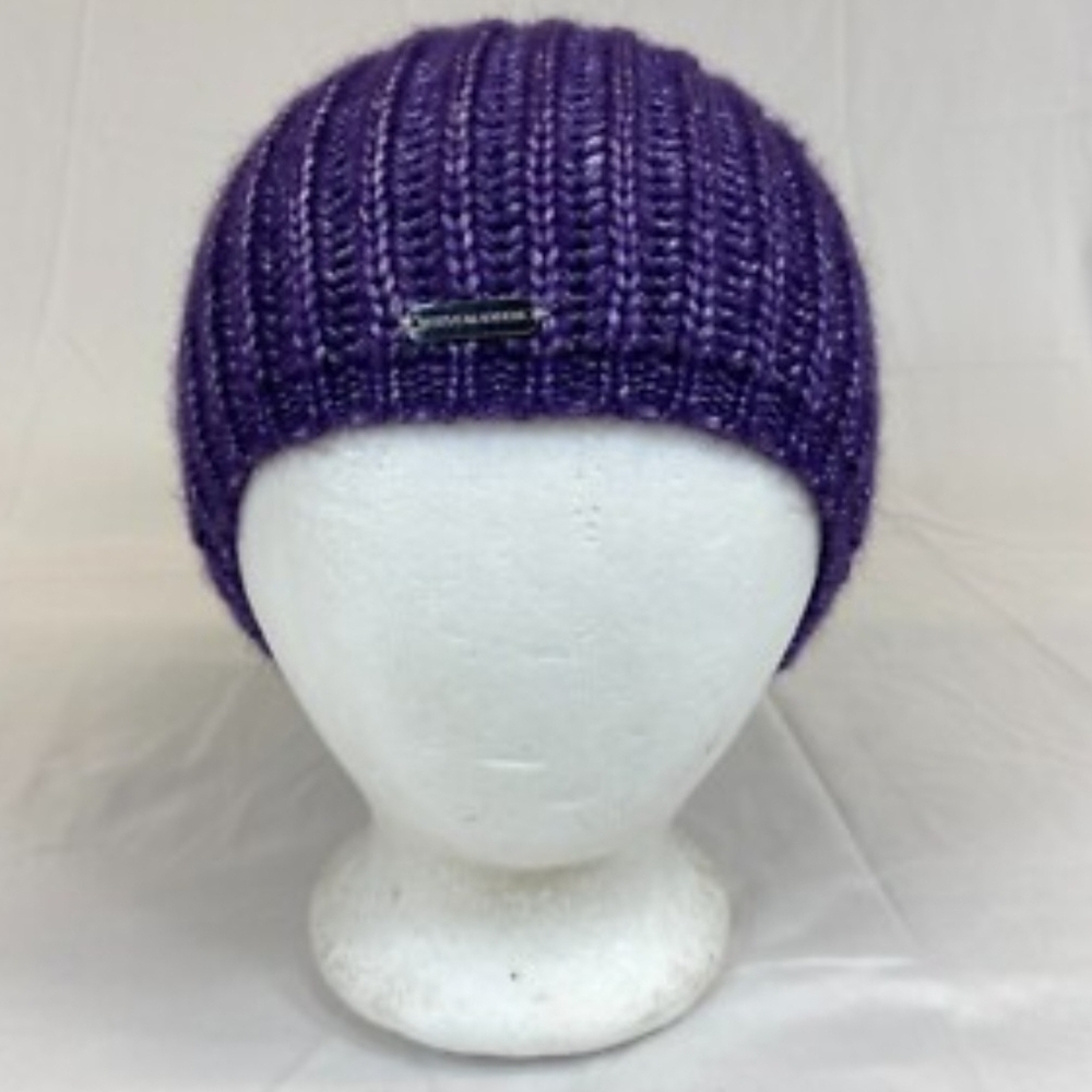 Calvin Klein Black and Purple Knit Hat